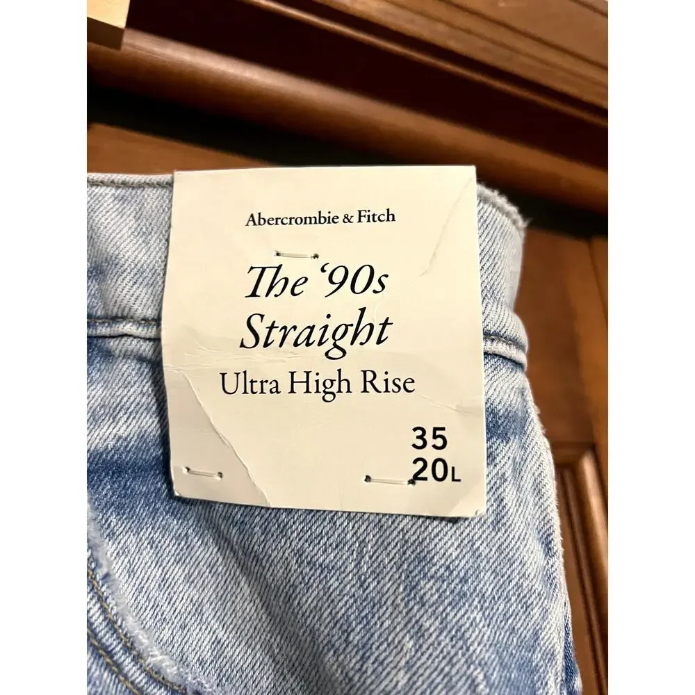NWT Abercrombie & Fitch Women's The '90s Straight Ultra High Rise Jeans 35/20L
